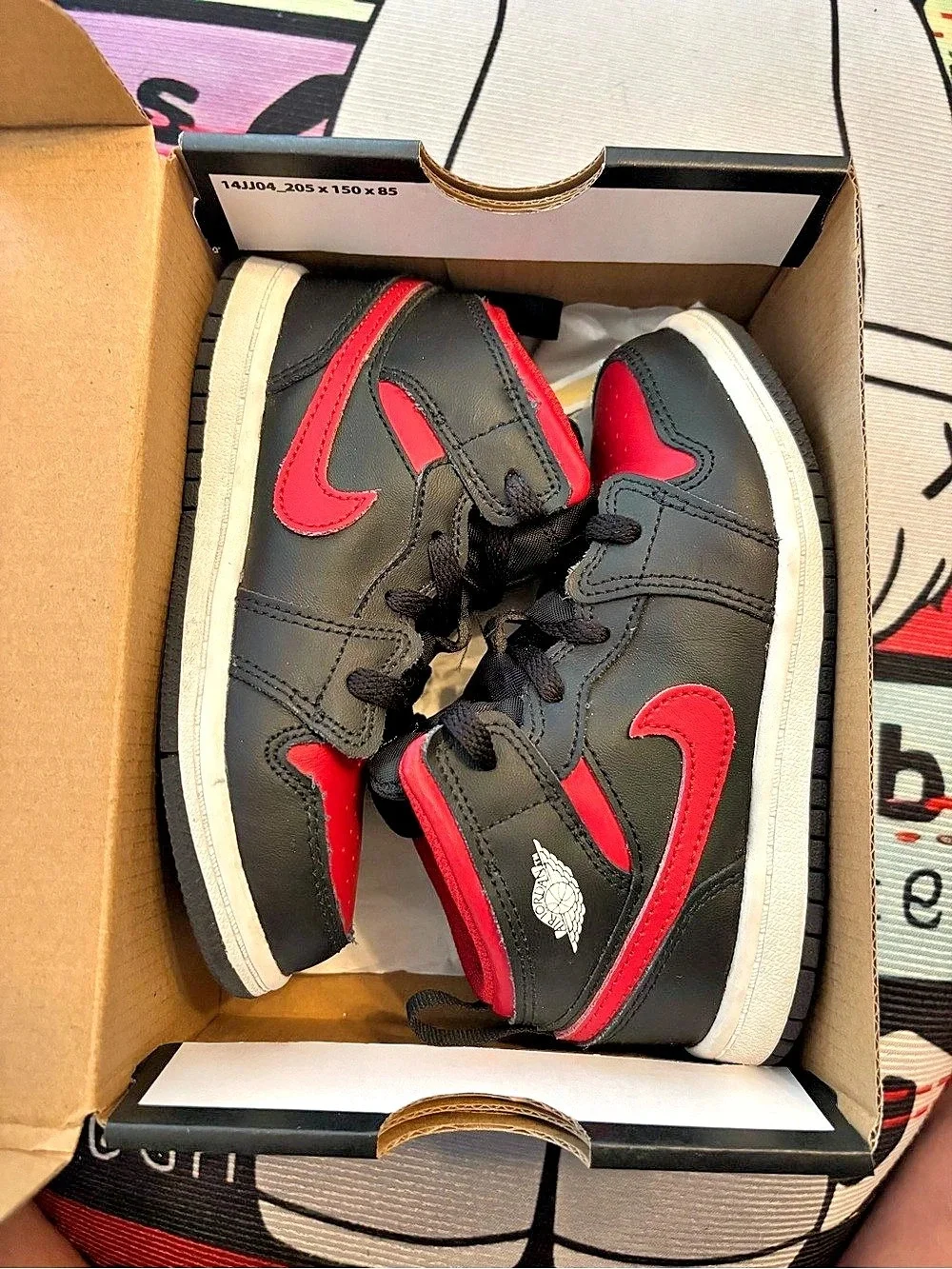 Jordan Jordan 1 Mid (TD) Black & Red Baby US 10c Like New